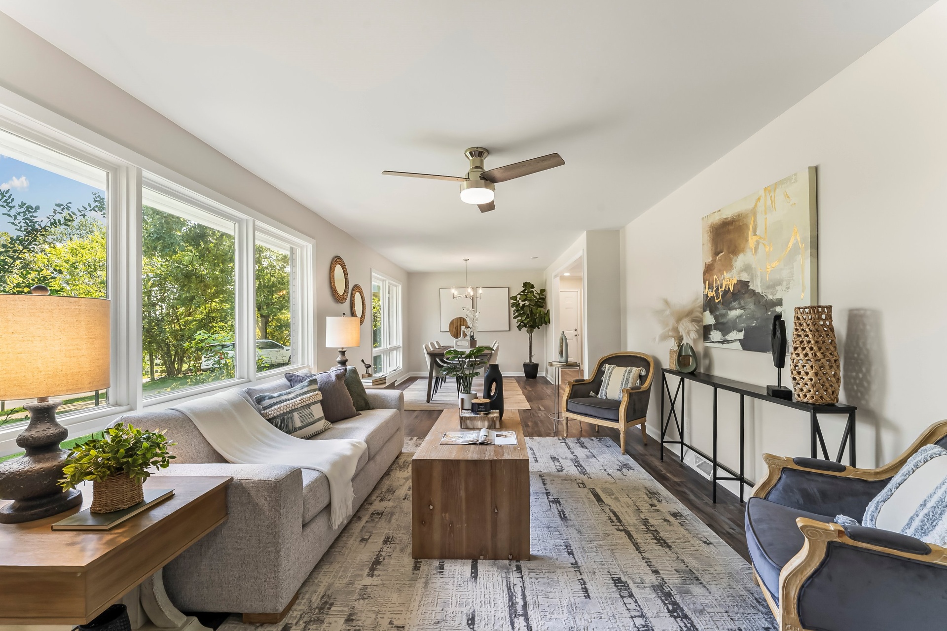 Open-concept living and dining space